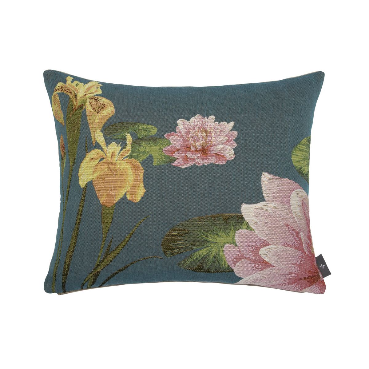 Coussin giverny iris et nympheas made in france bleu  40x50