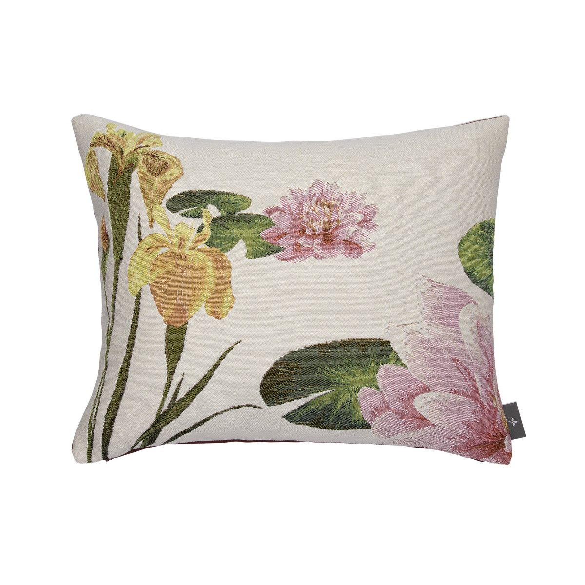 Coussin giverny iris et nympheas made in france blanc 38x48