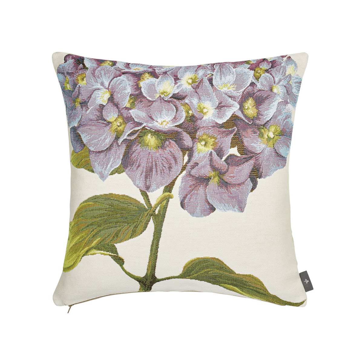 Coussin tapisserie hortensias made in france blanc   48x48