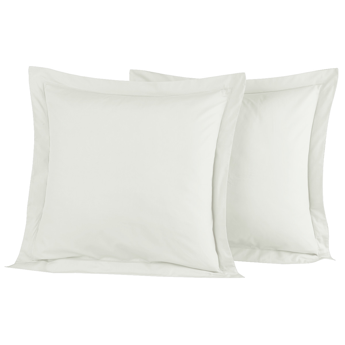 Lot de 2 taies d'oreiller en percal Ecru 65x65 cm Lot de 2 taies d'oreiller en percal Ecru 65x65 cm