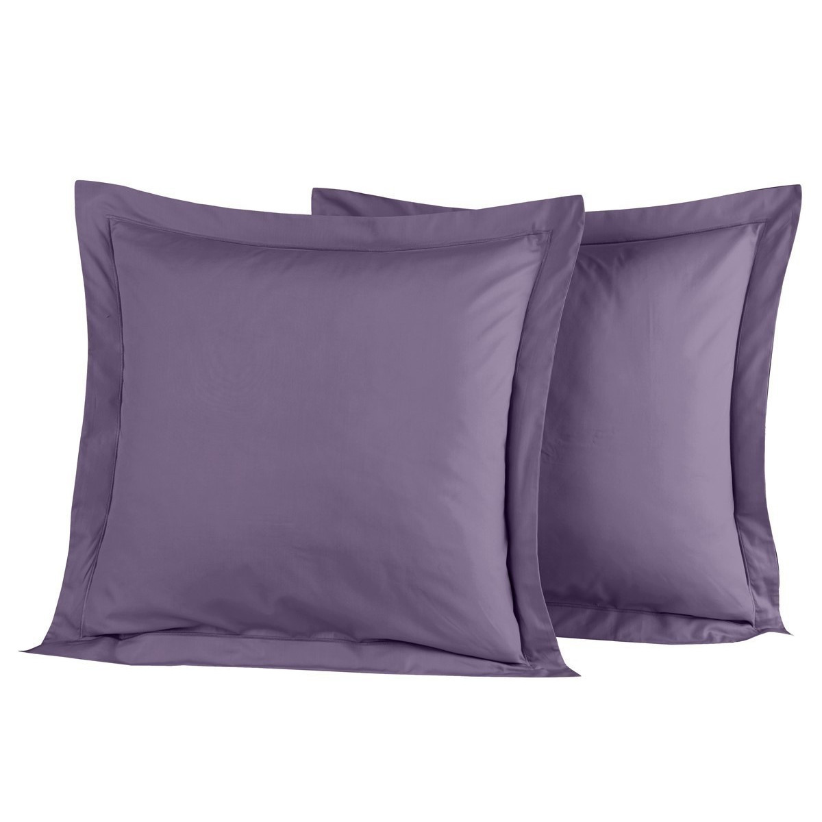 Lot de 2 taies d'oreiller en percal Pourpre 65x65 cm Lot de 2 taies d'oreiller en percal Pourpre 65x65 cm