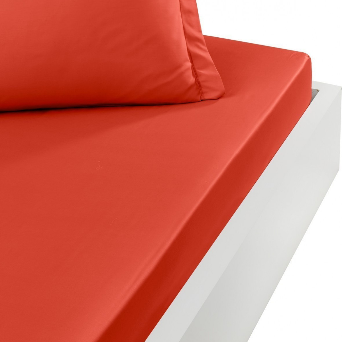 Drap housse en percale de coton Terracota 90x200 cm Drap housse en percale de coton Terracota 90x200 cm