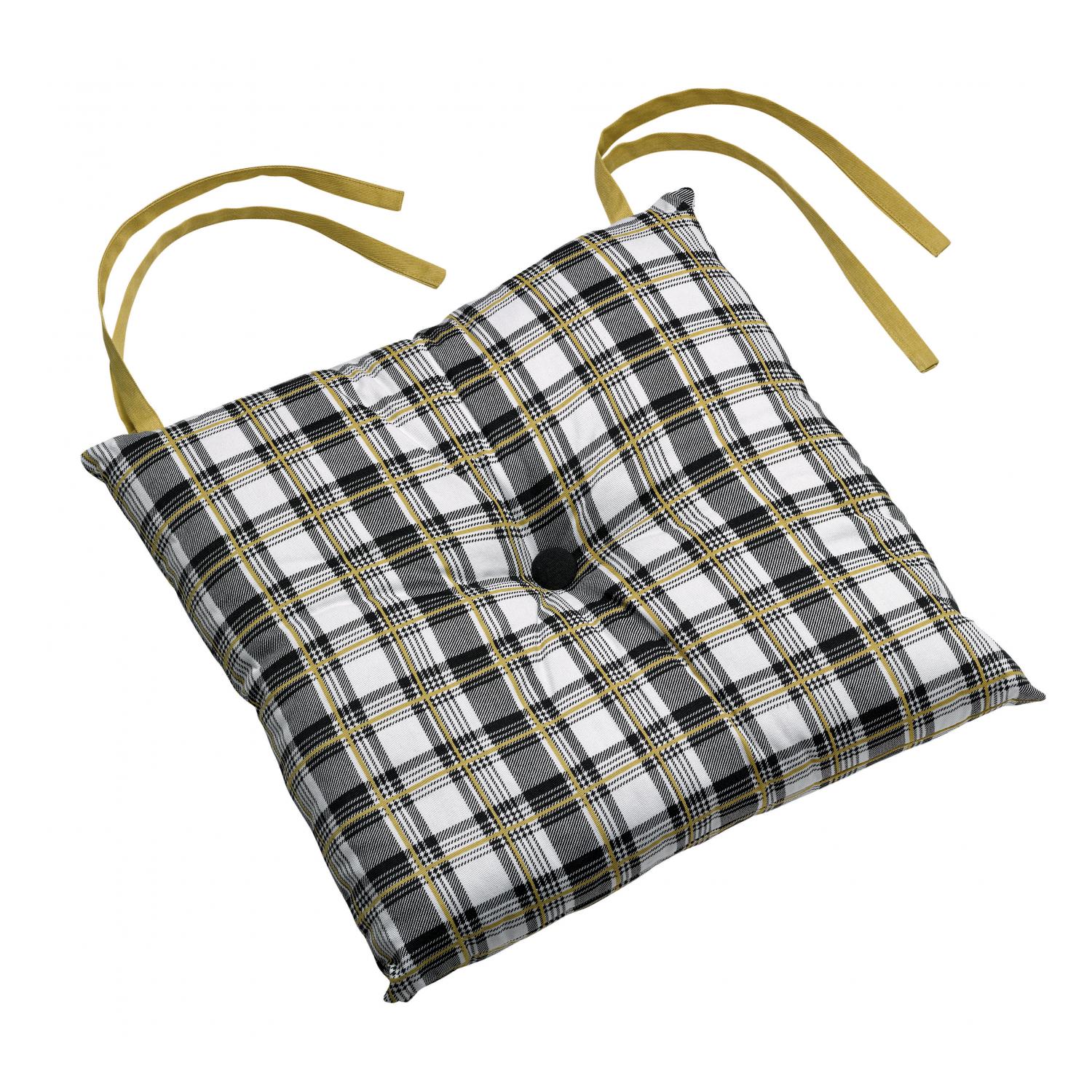 Galette de chaise 1 bouton en coton ivoire 38 x 38 x 3 Galette de chaise 1 bouton en coton ivoire 38 x 38 x 3