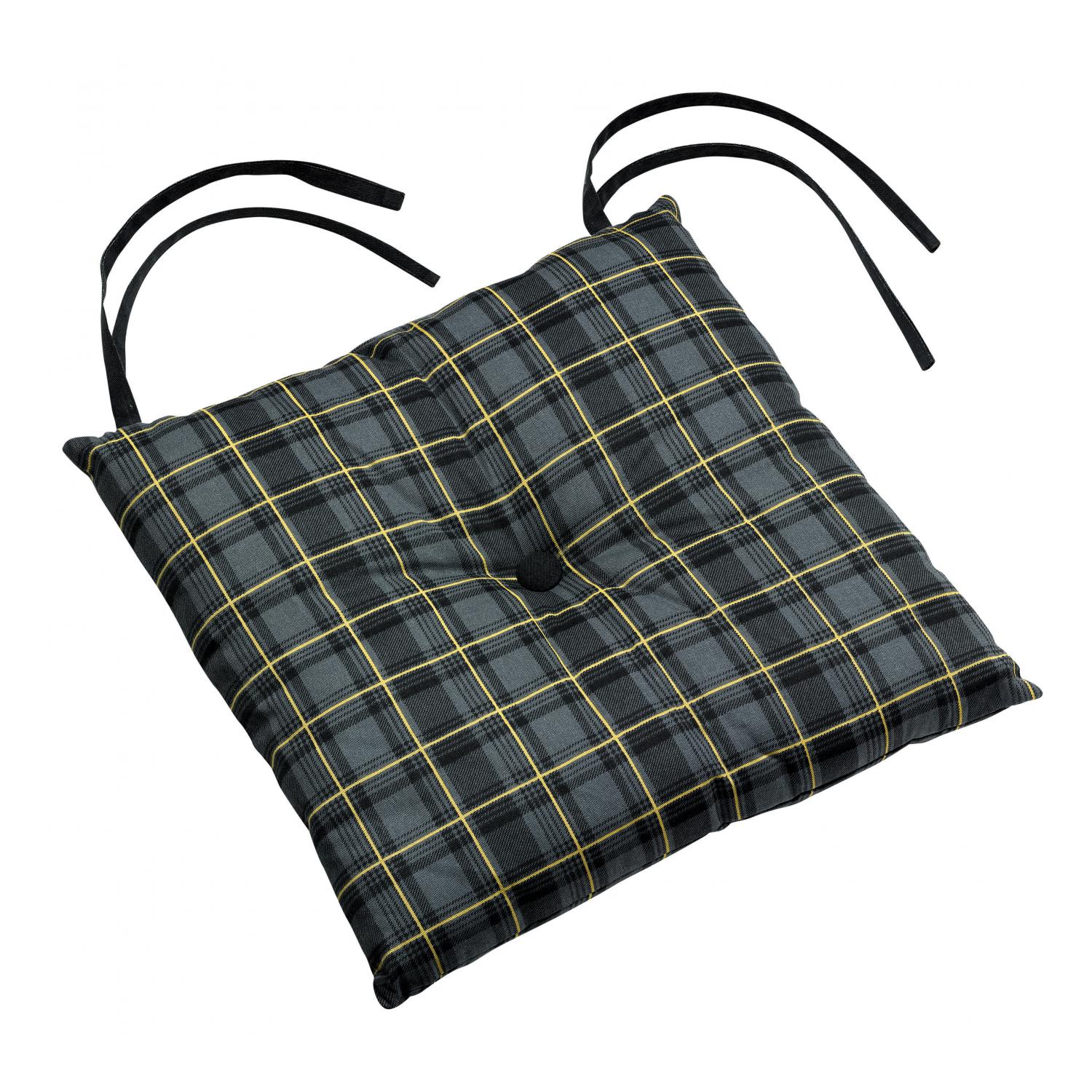 Galette de chaise 1 bouton en coton ombre 38 x 38 x 3 Galette de chaise 1 bouton en coton ombre 38 x 38 x 3