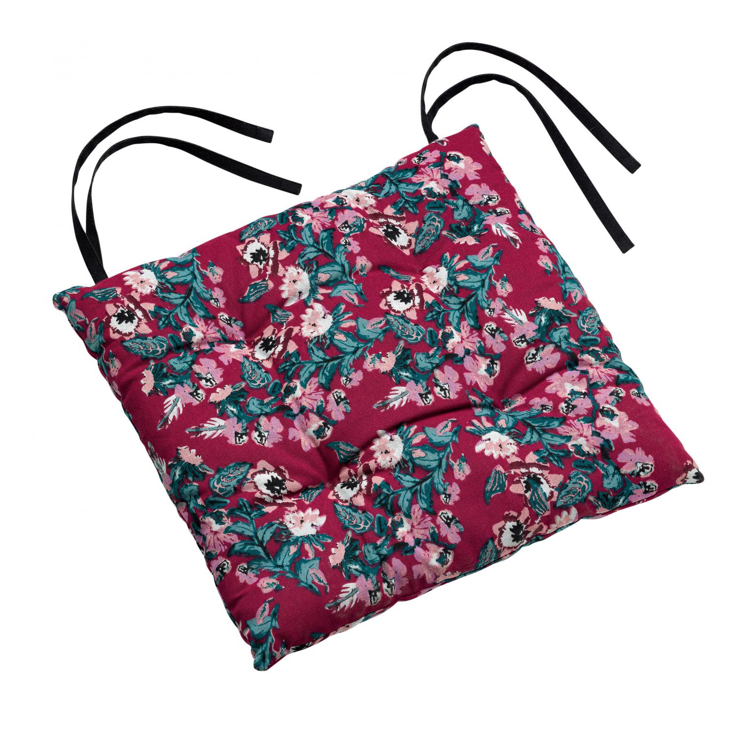 Galette de chaise en coton rouge 38 x 38 x 3 Galette de chaise en coton rouge 38 x 38 x 3