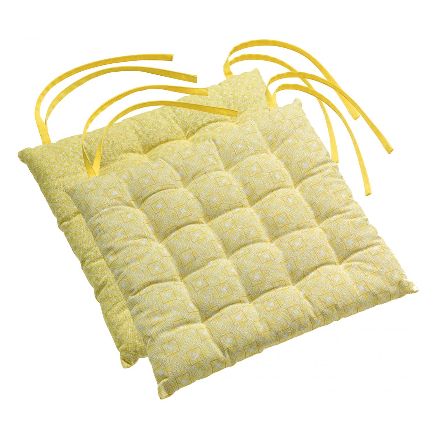 Galette de chaise Berbère en coton jaune 38 x 38 x 3 Galette de chaise Berbère en coton jaune 38 x 38 x 3
