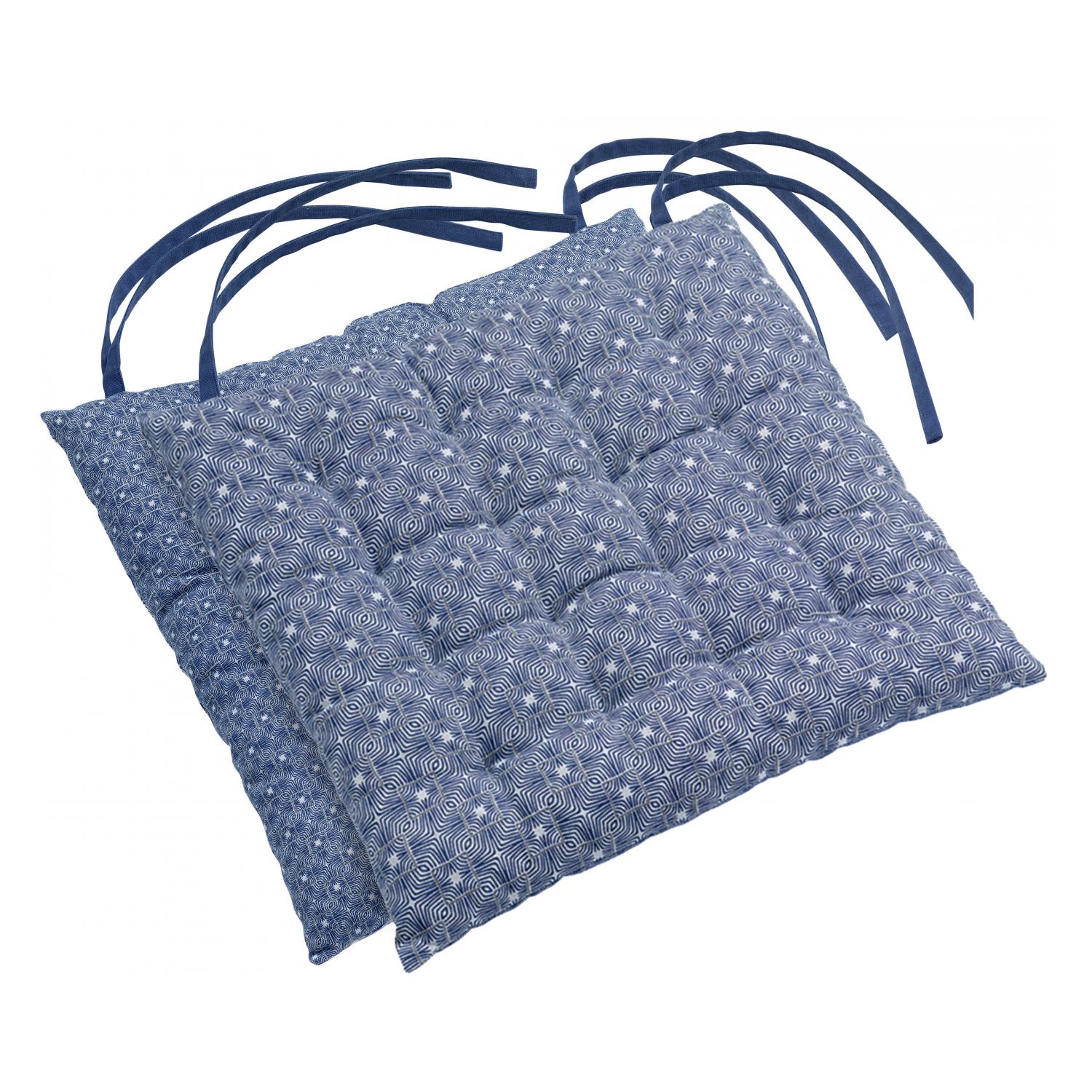 Galette de chaise Berbère en coton bleu 38 x 38 x 3 Galette de chaise Berbère en coton bleu 38 x 38 x 3