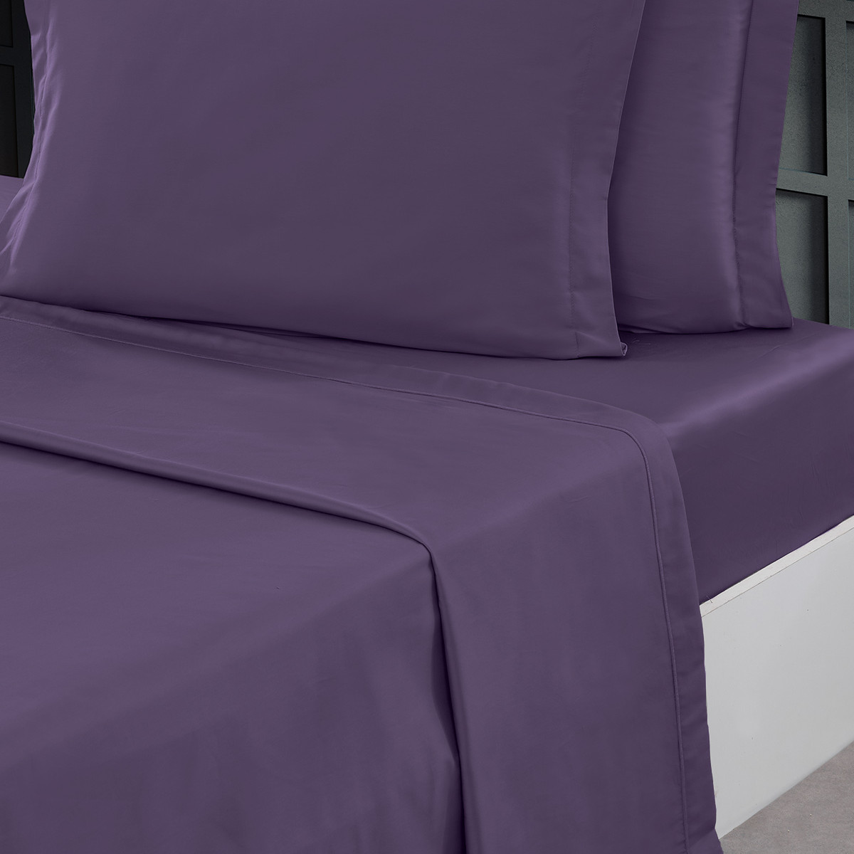 Drap plat en percale de coton Pourpre 270x310 cm Drap plat en percale de coton Pourpre 270x310 cm
