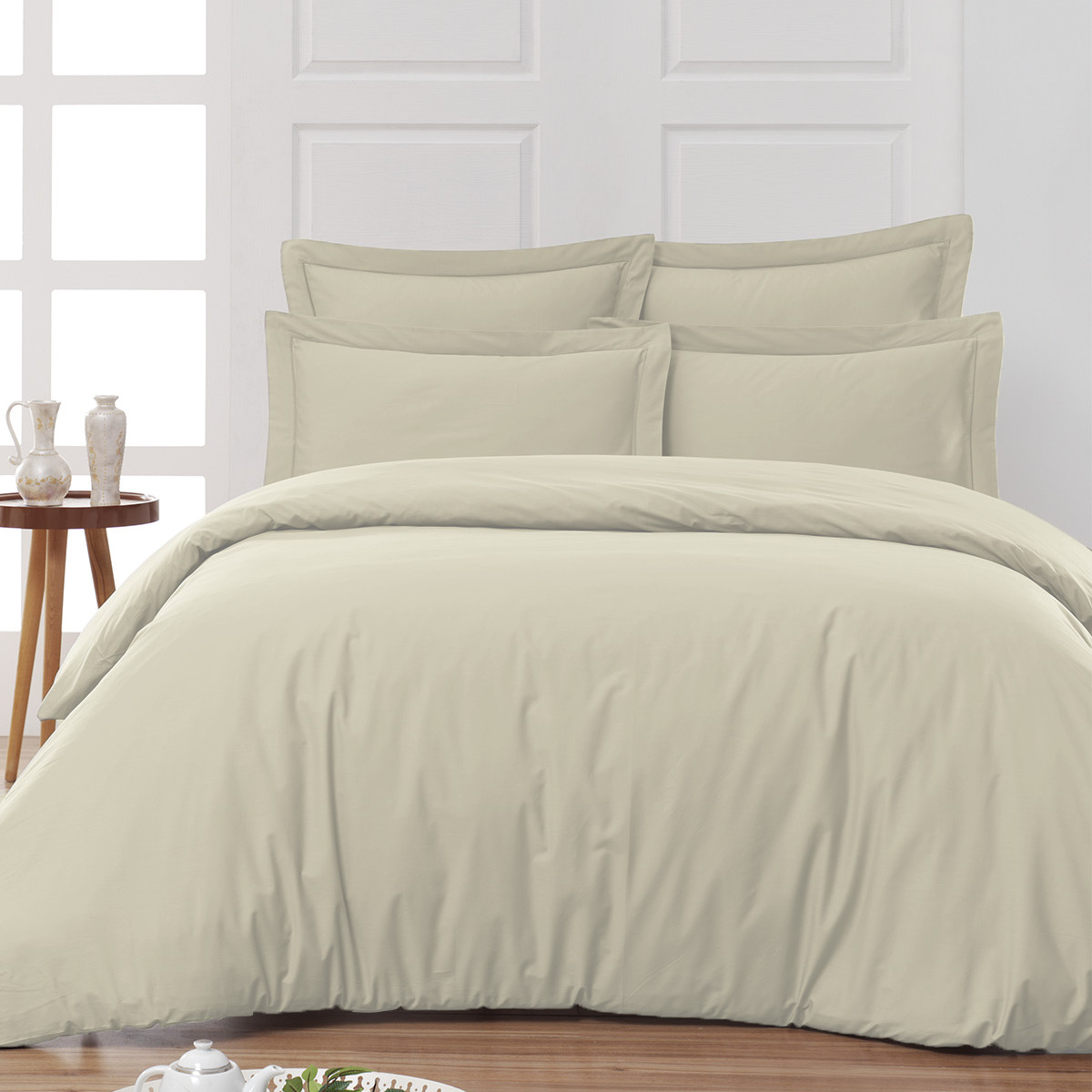 Housse de couette en percale de cot Ficelle 140x200 cm (photo) Housse de couette en percale de cot Ficelle 140x200 cm