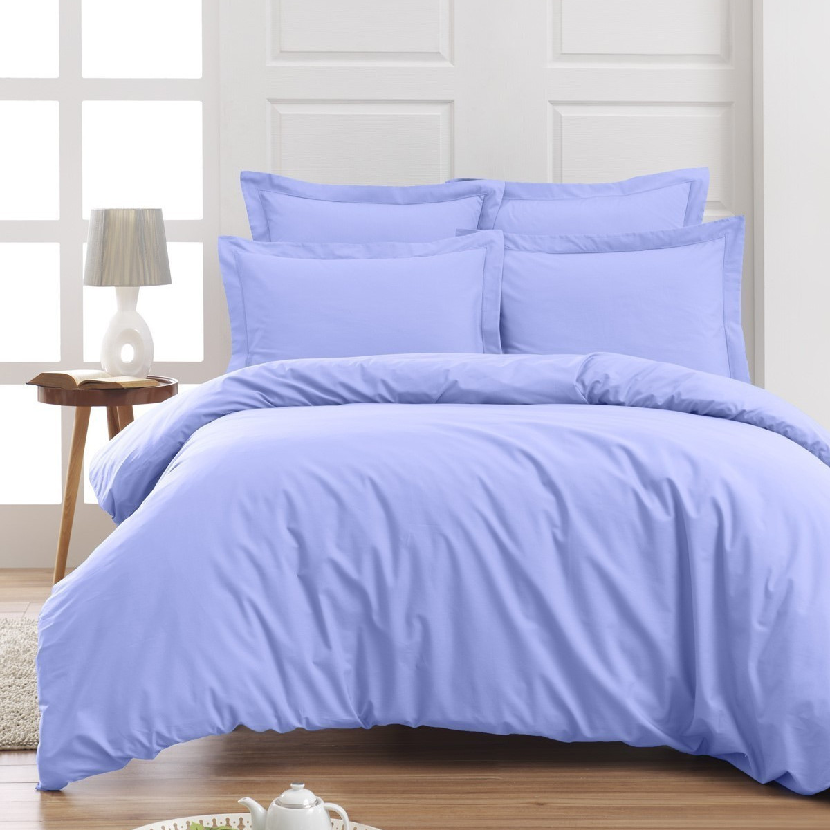 Housse de couette en percale de cot Azur 140x200 cm Housse de couette en percale de cot Azur 140x200 cm