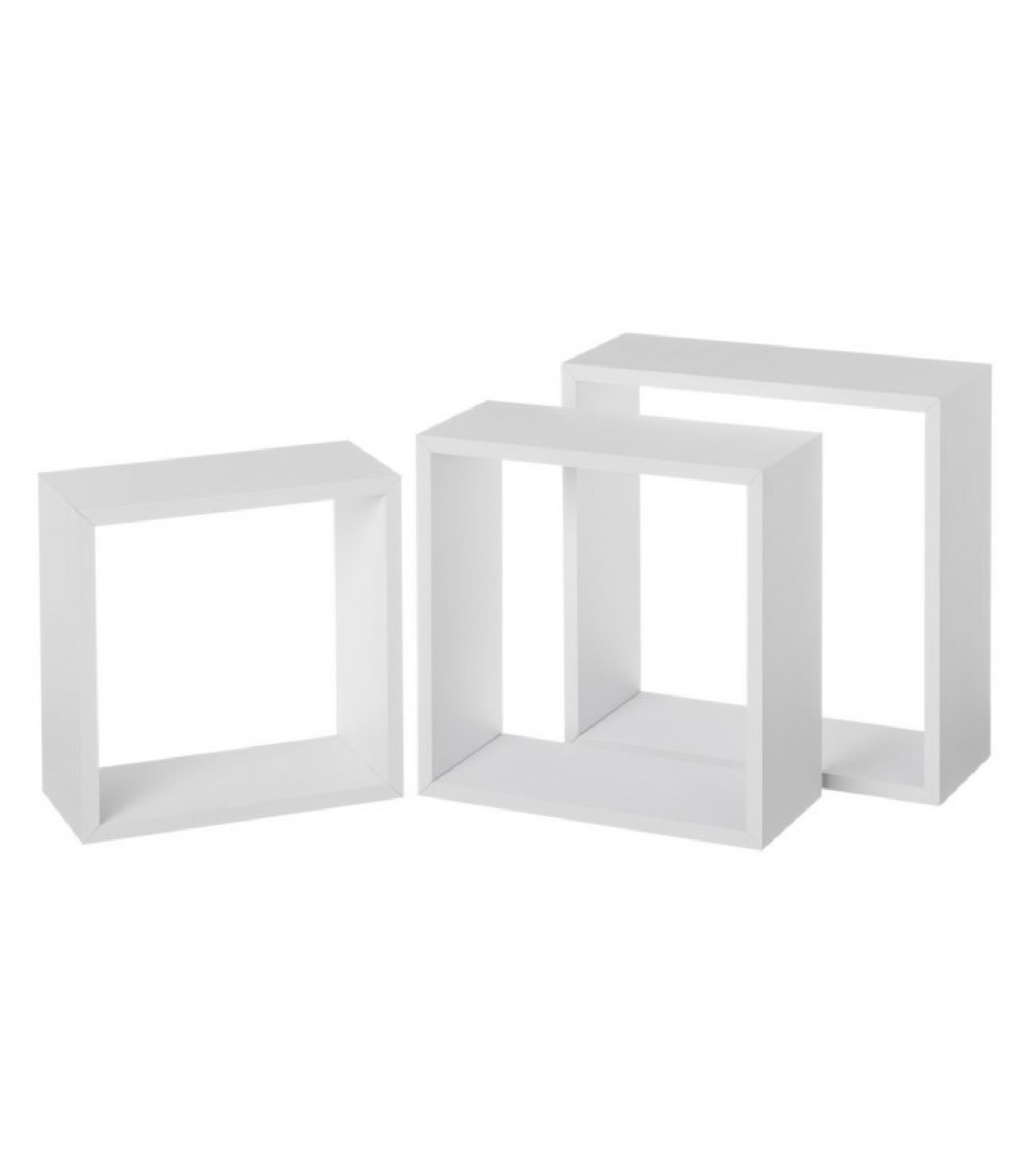 Set de 3 étagères murales en bois MDF blanc 30x30x12cm
