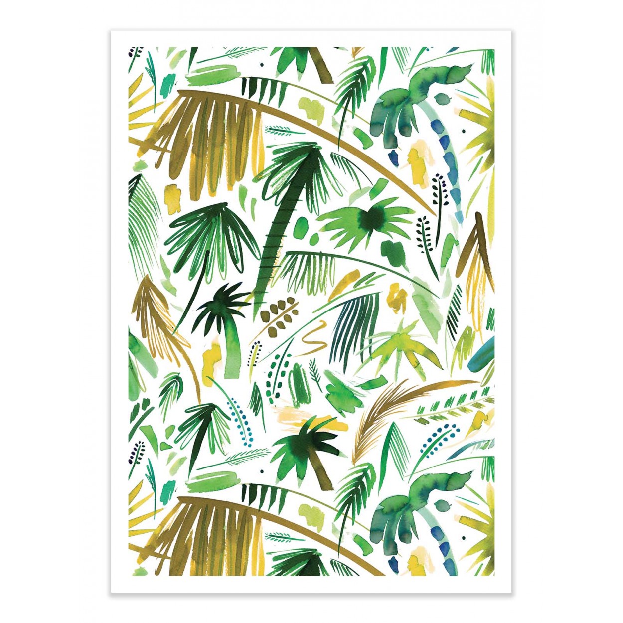 BRUSHSTROKES PALMS GREEN - Affiche d'art 50 x 70 cm (photo) BRUSHSTROKES PALMS GREEN - Affiche d'art 50 x 70 cm