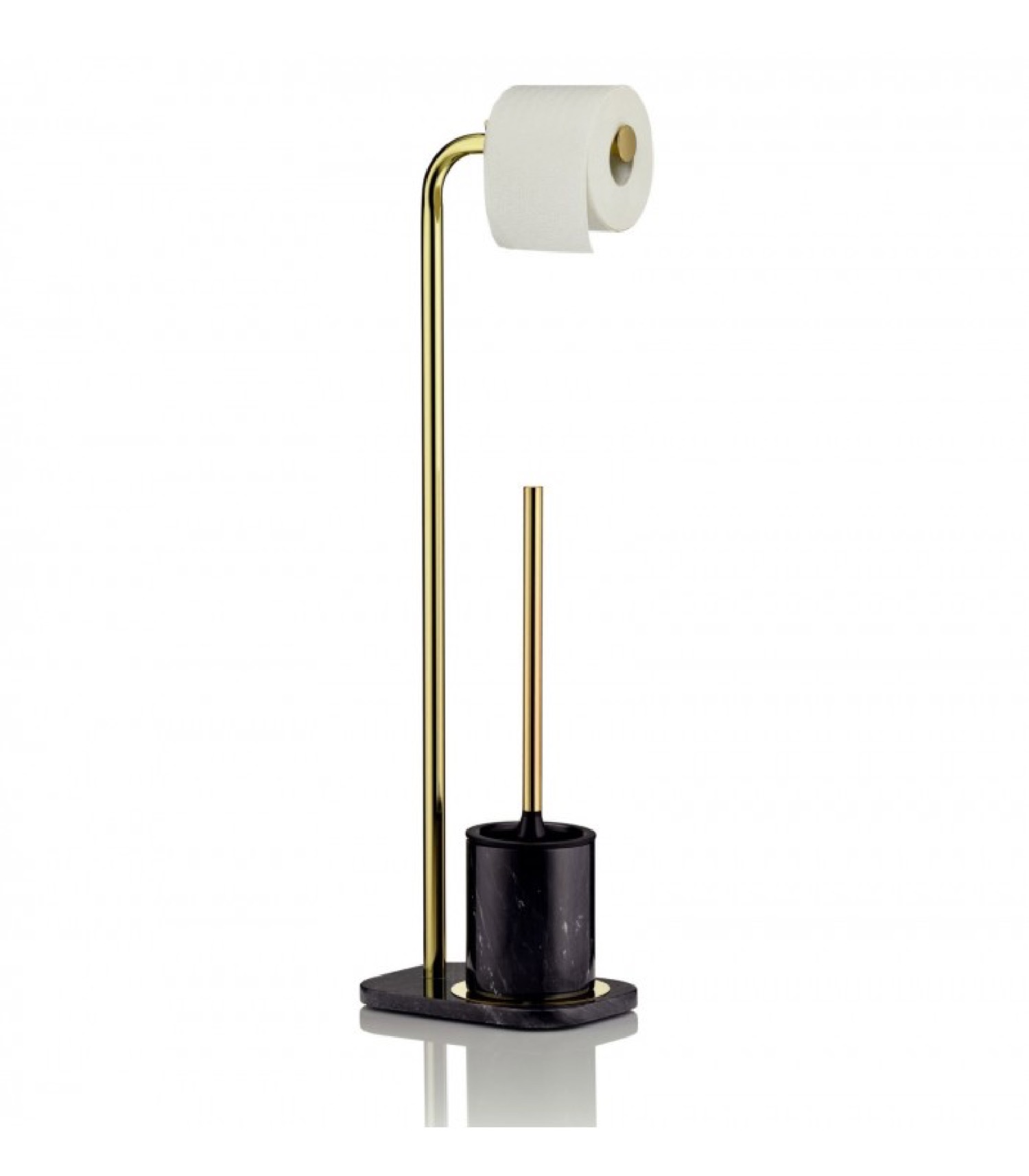 Set dérouleur papier toilette et porte brosse WC métal doré