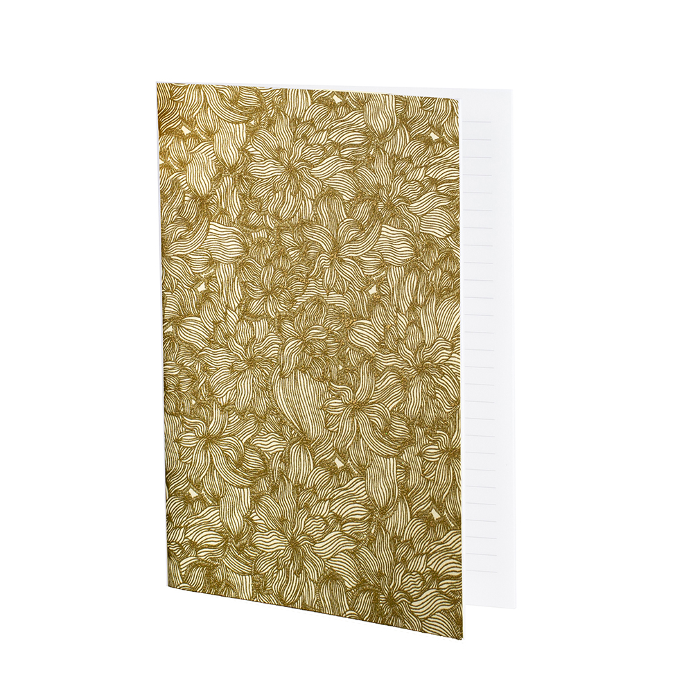 Cahier ligné imprimé floral doré