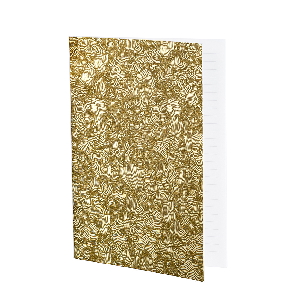 FLOWERS - Cahier ligné imprimé floral doré FLOWERS - Cahier ligné imprimé floral doré