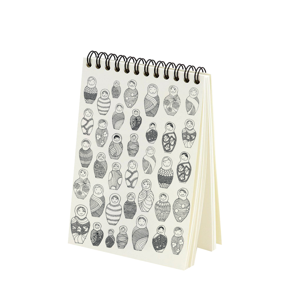 MATRIOCHKAS - Bloc-notes à spirales imprimé poupées russes MATRIOCHKAS - Bloc-notes à spirales imprimé poupées russes