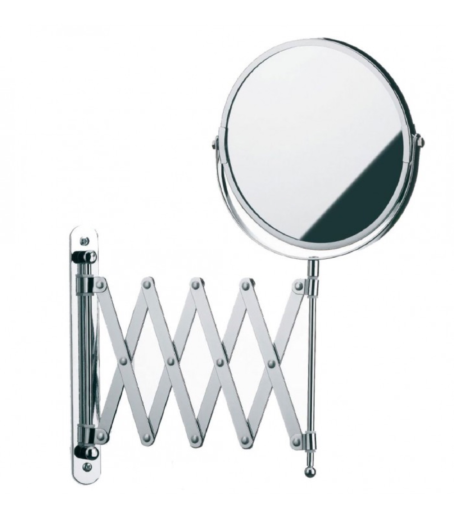Miroir mural grossissant x5 double face sur bras extensible (photo) Miroir mural grossissant x5 double face sur bras extensible