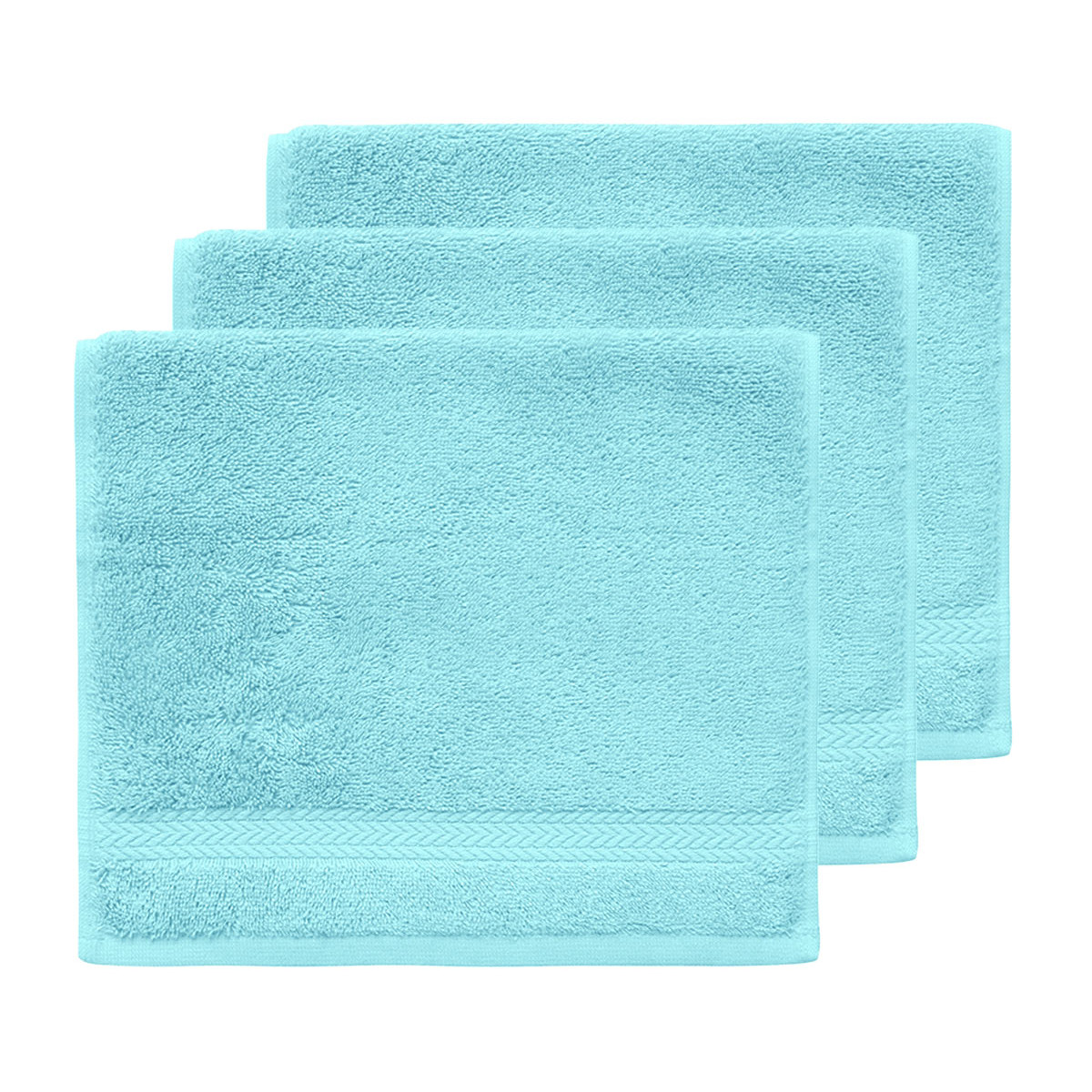 Lot de 3 serviettes invité 550gr/m²  Bleu Turquoise 30x50 cm