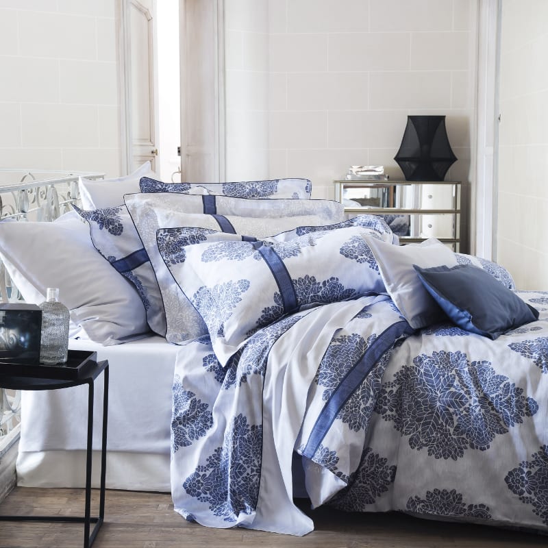 Housse de couette en satin de coton bleu marine 200x200