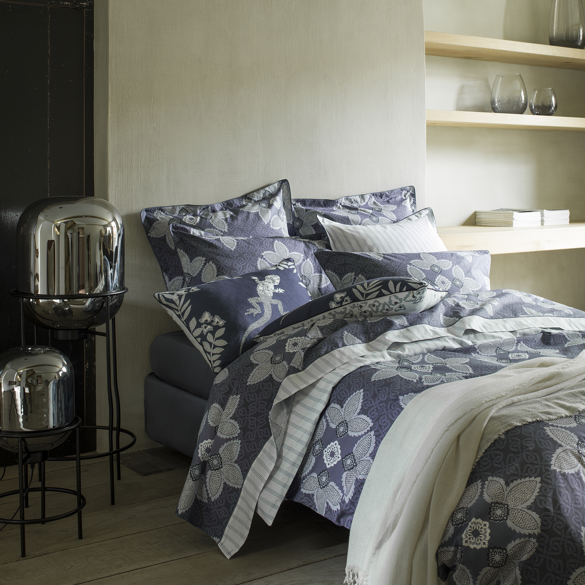 Housse de couette en percale de coton bleu marine 260x240 Housse de couette en percale de coton bleu marine 260x240