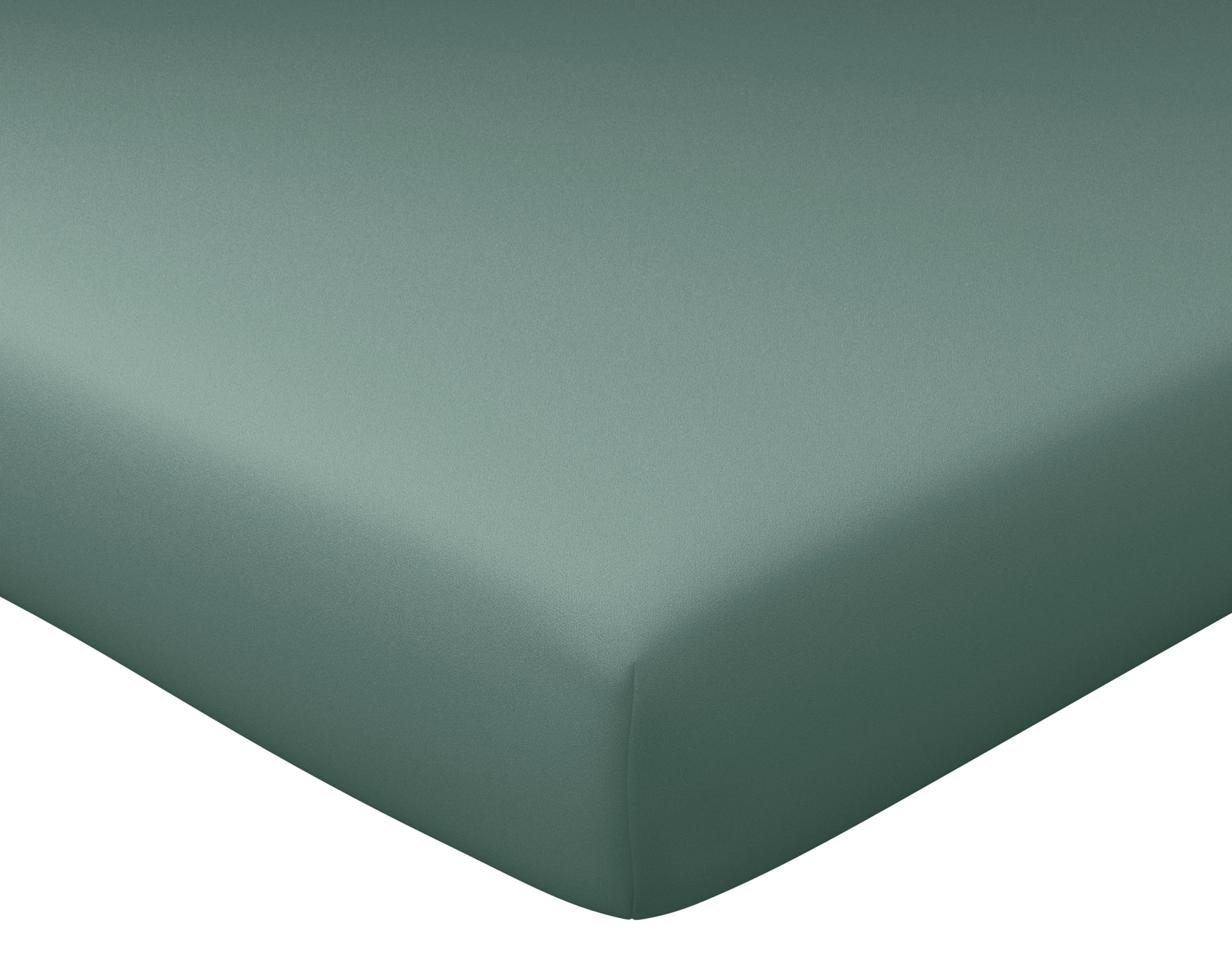 Drap-housse 90x190 en percale de coton vert eucalyptus (photo) Drap-housse 90x190 en percale de coton vert eucalyptus