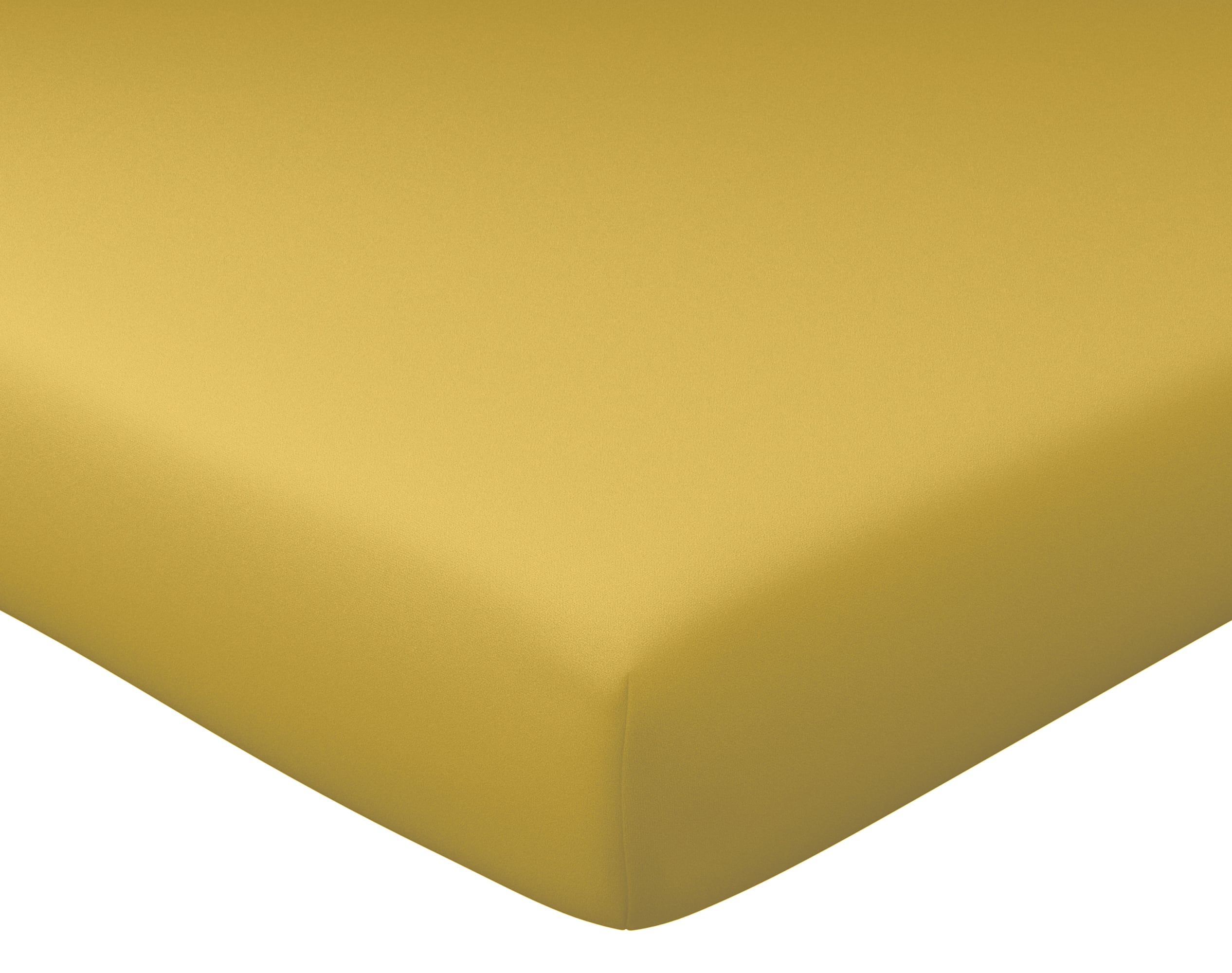 Drap-housse 90x190 en percale de coton jaune ocre (photo) Drap-housse 90x190 en percale de coton jaune ocre
