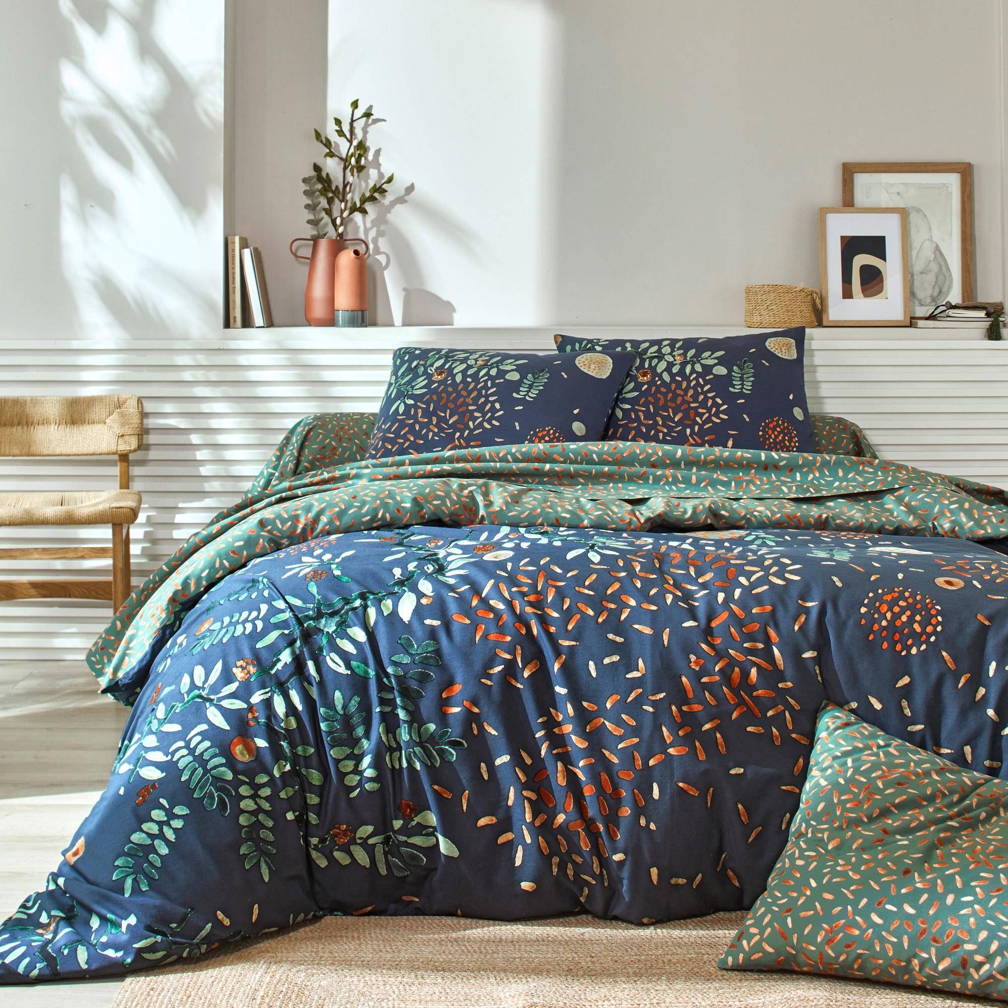 Drap-housse 140x190 en coton vert Drap-housse 140x190 en coton vert