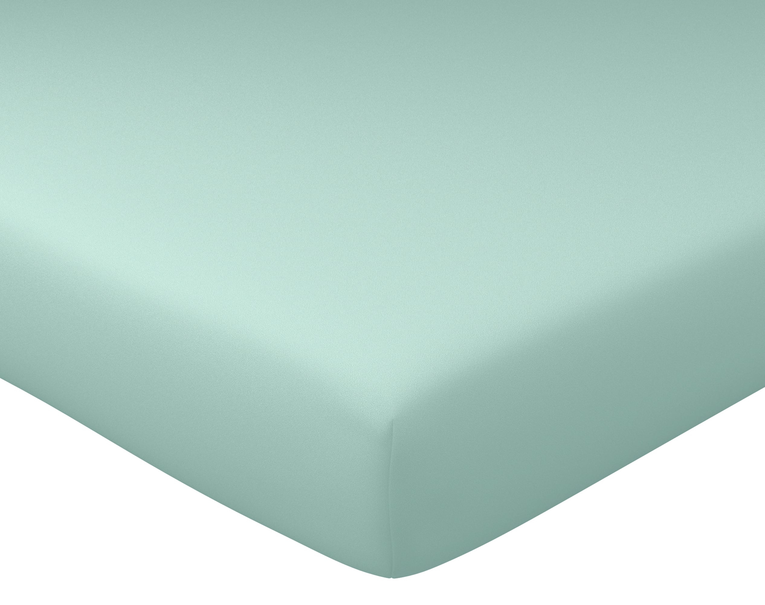 Drap-housse 90x190 en percale de coton vert céladon (photo) Drap-housse 90x190 en percale de coton vert céladon