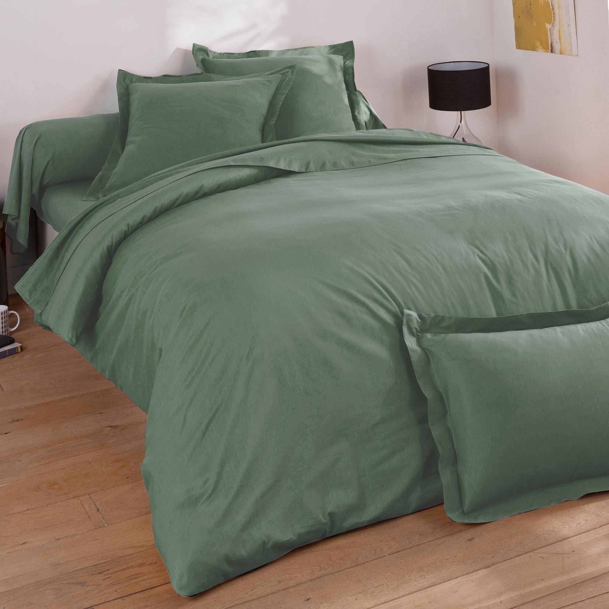 Housse de couette 240x220 en percale de coton vert eucalyptus Housse de couette 240x220 en percale de coton vert eucalyptus