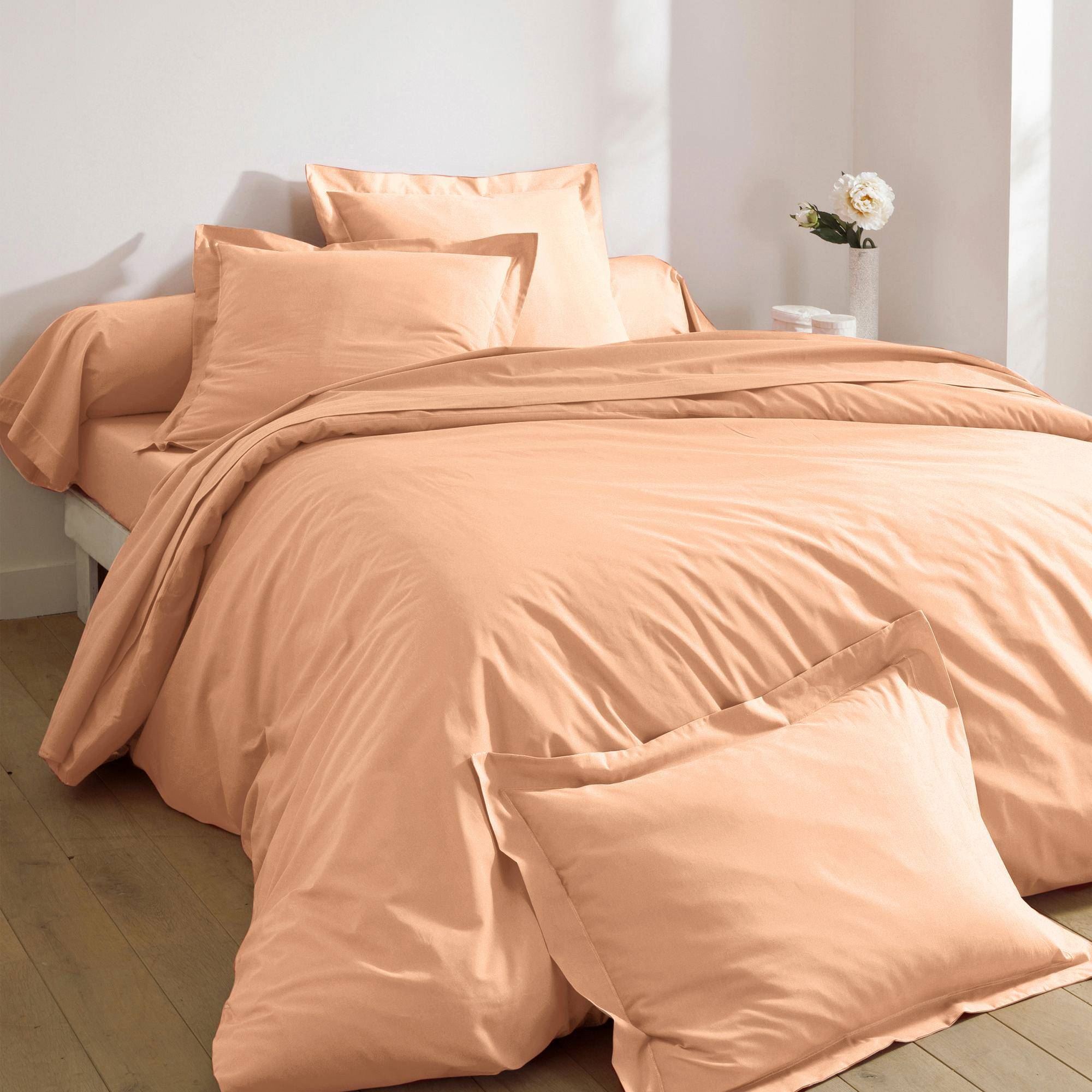 Housse de couette 240x220 en percale de coton rose nude Housse de couette 240x220 en percale de coton rose nude