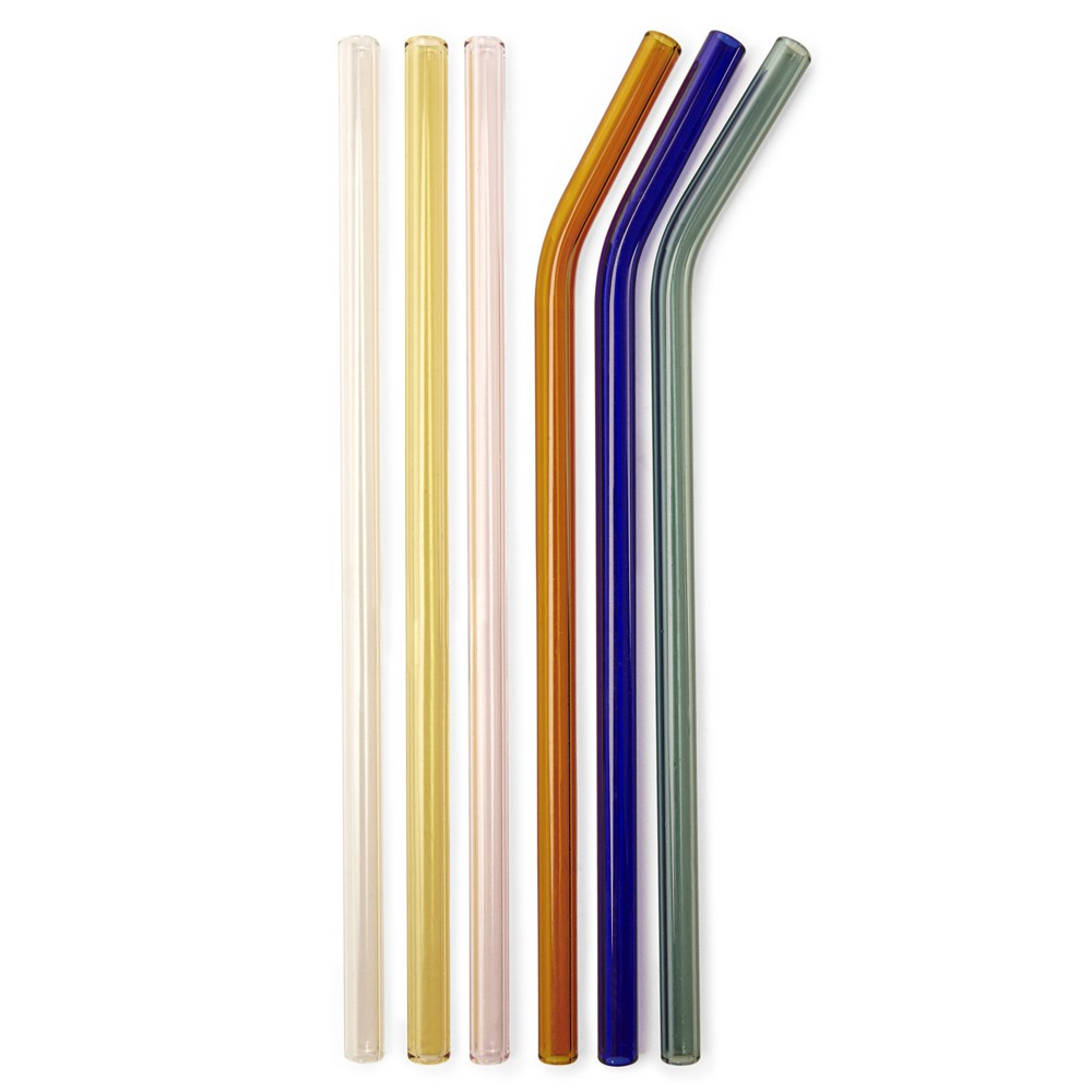 6 pailles colorées réutilisables en verre (photo) 6 pailles colorées réutilisables en verre
