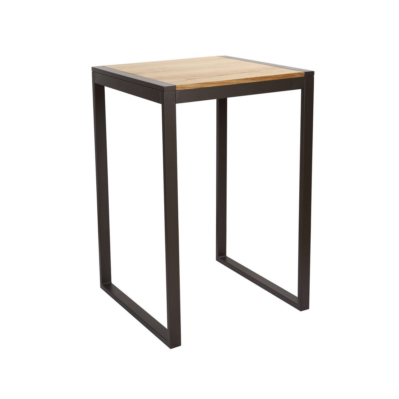 Mange debout carré 70 cm acier/bois massif naturel (photo) Mange debout carré 70 cm acier/bois massif naturel