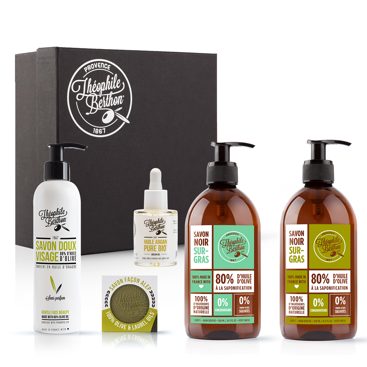 Coffret pureté - 5 Soins visage corps et savons à l’huile d’olive Coffret pureté - 5 Soins visage corps et savons à l’huile d’olive