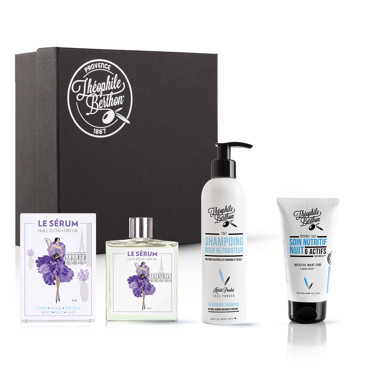 Coffret shampoing doux soin visage et huile multifonctions Coffret shampoing doux soin visage et huile multifonctions