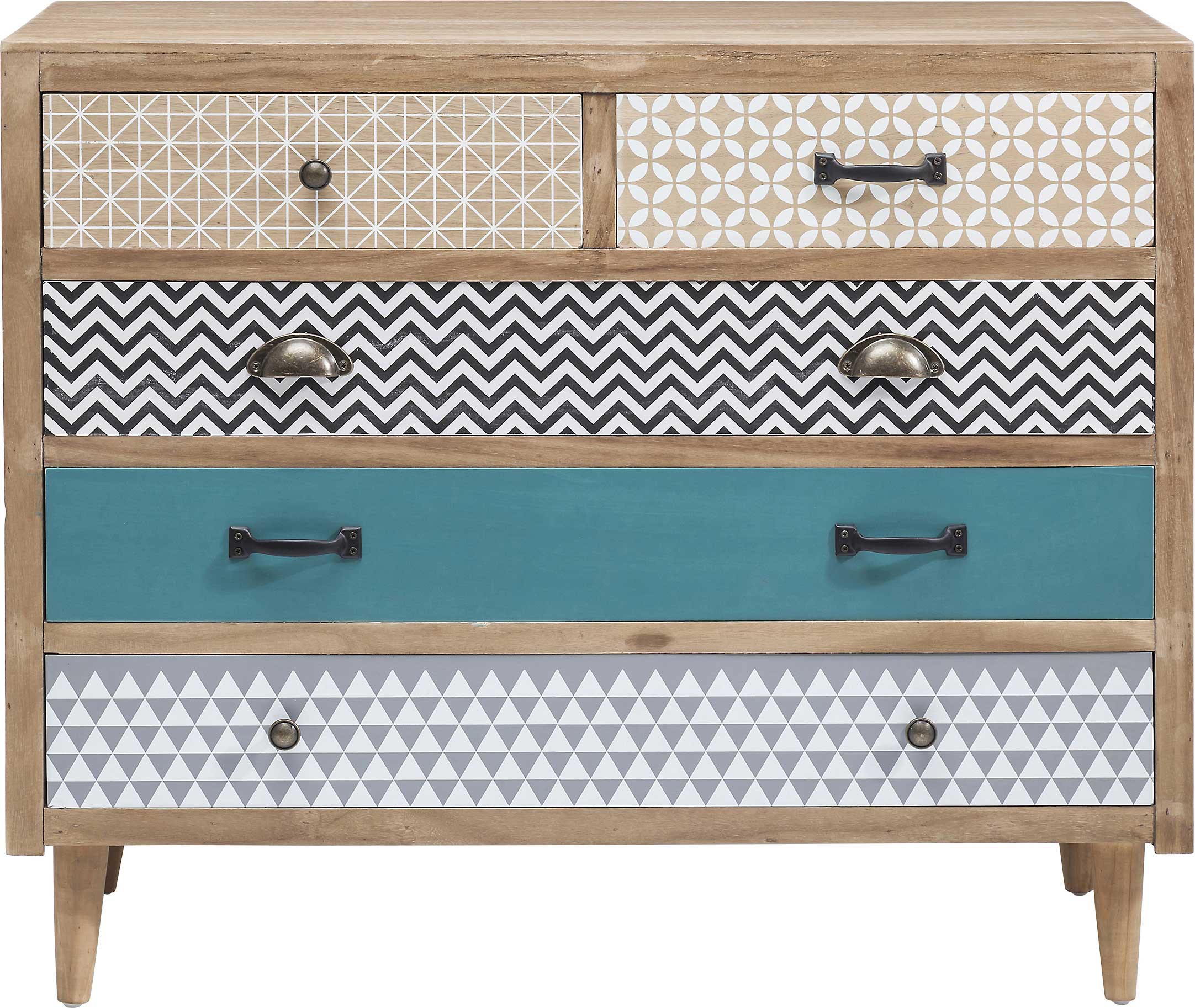 Commode 5 tiroirs motifs géométriques Commode 5 tiroirs motifs géométriques
