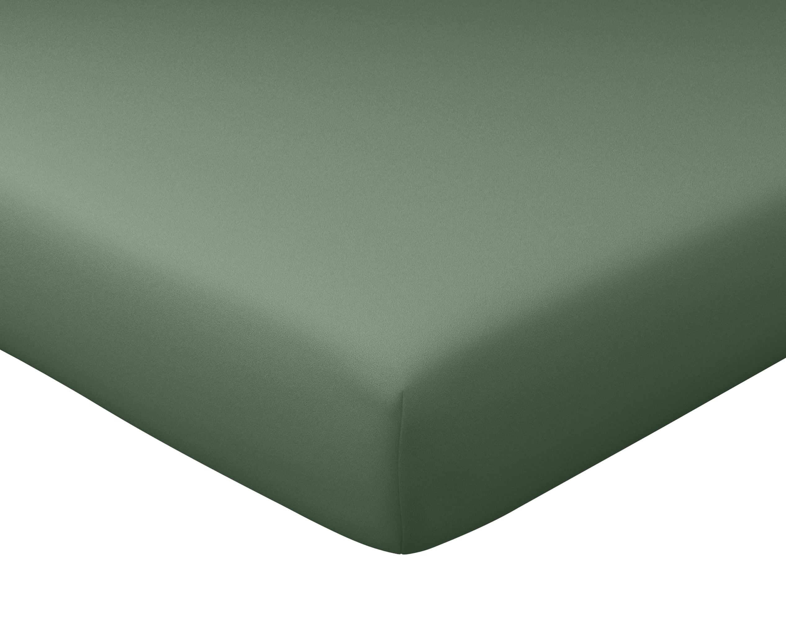 Drap-housse 140x190 en percale de coton vert kaki Drap-housse 140x190 en percale de coton vert kaki