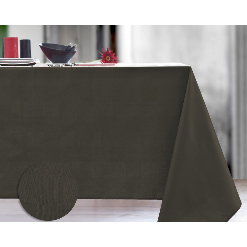 Nappe damassée enduit acrylique café 140x300 cm Nappe damassée enduit acrylique café 140x300 cm