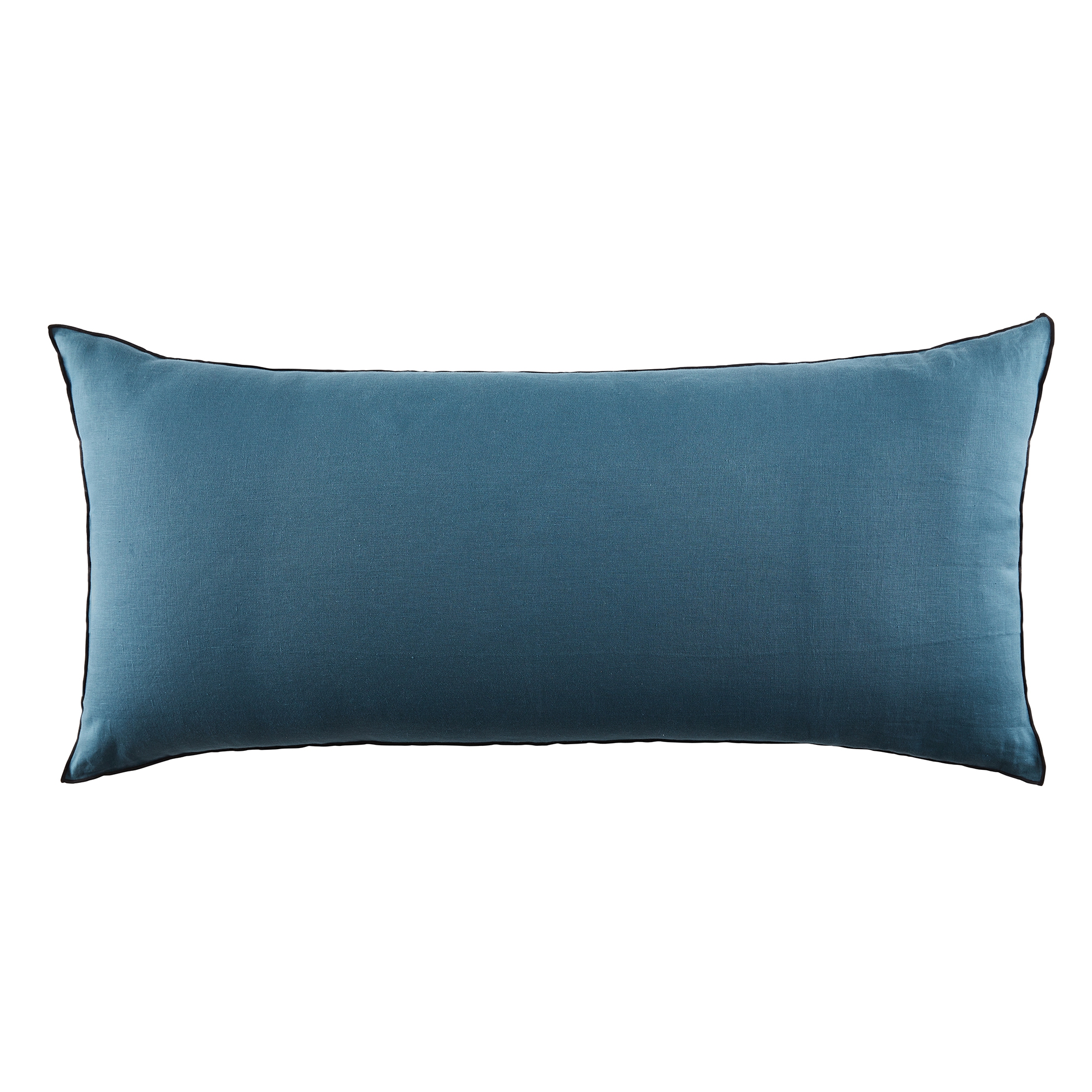 Housse de coussin 55x110 cm Bleu vert et bourdon noir en Lin Housse de coussin 55x110 cm Bleu vert et bourdon noir en Lin