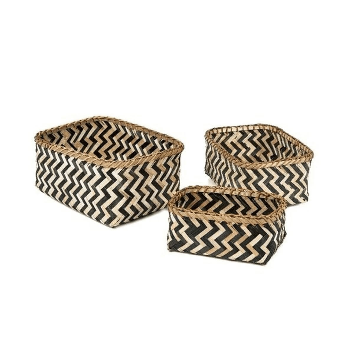 Lot de 3 paniers de rangement en bambou tressé Lot de 3 paniers de rangement en bambou tressé