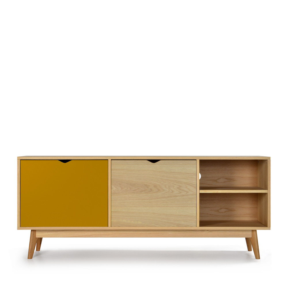 Meuble TV design 2 portes chêne ocre Meuble TV design 2 portes chêne ocre