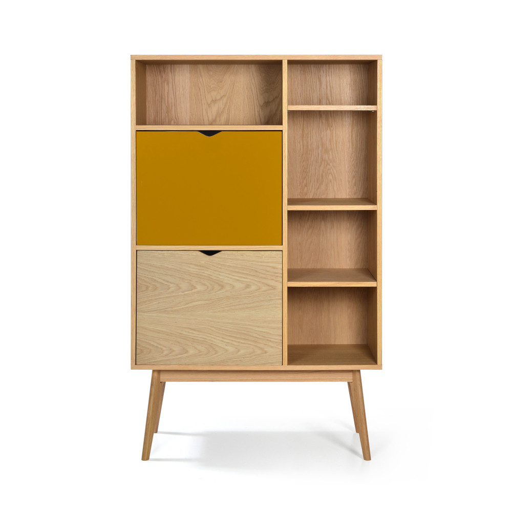 Buffet haut design 2 portes chêne ocre
