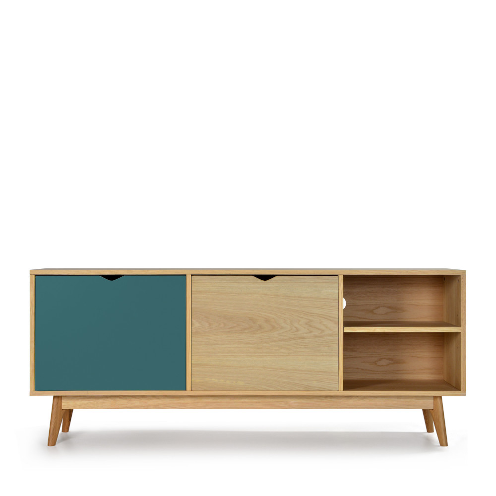 Meuble TV design 2 portes chêne vert eucalyptus Meuble TV design 2 portes chêne vert eucalyptus
