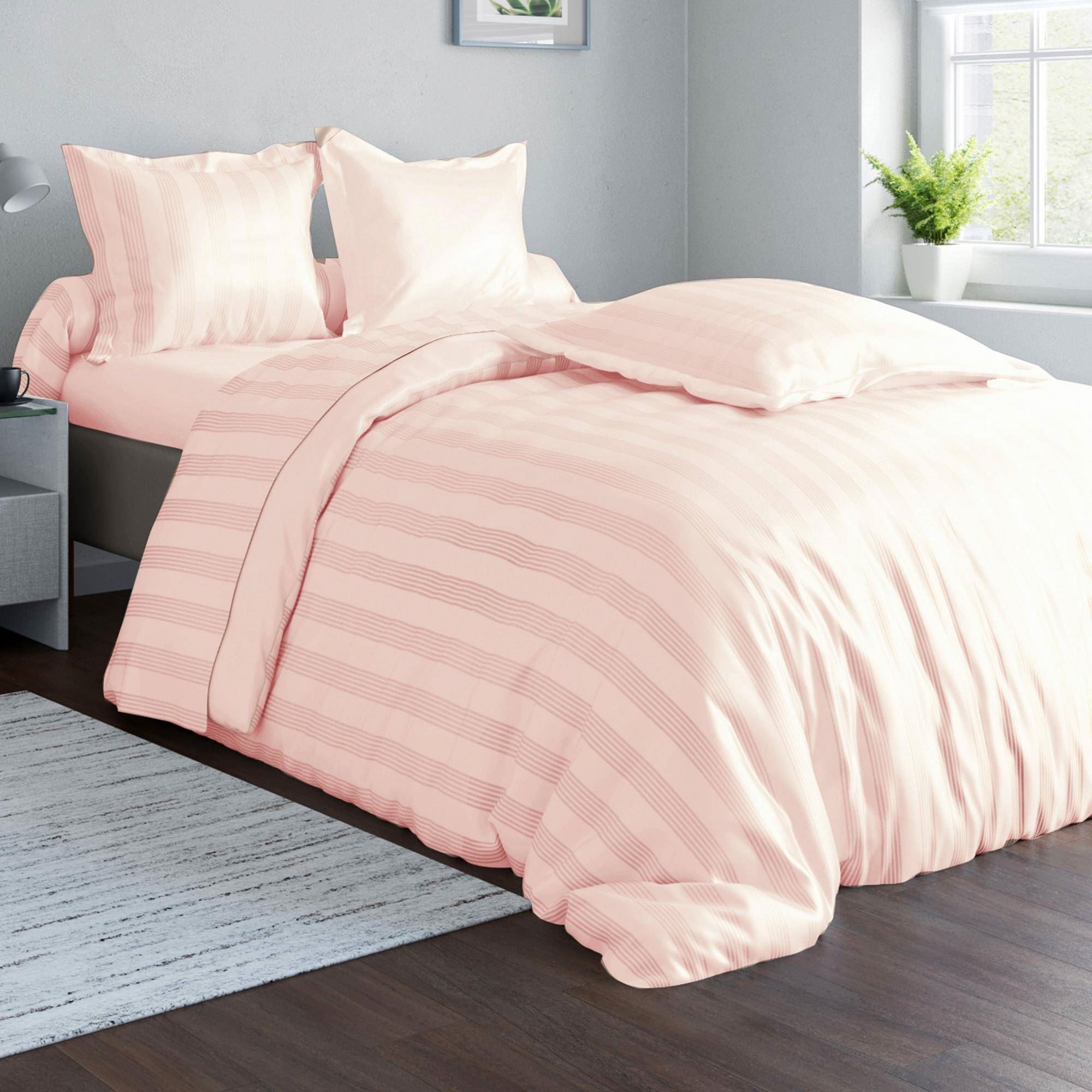 Taie d'oreiller 50x70 en satin de coton rose nude Taie d'oreiller 50x70 en satin de coton rose nude