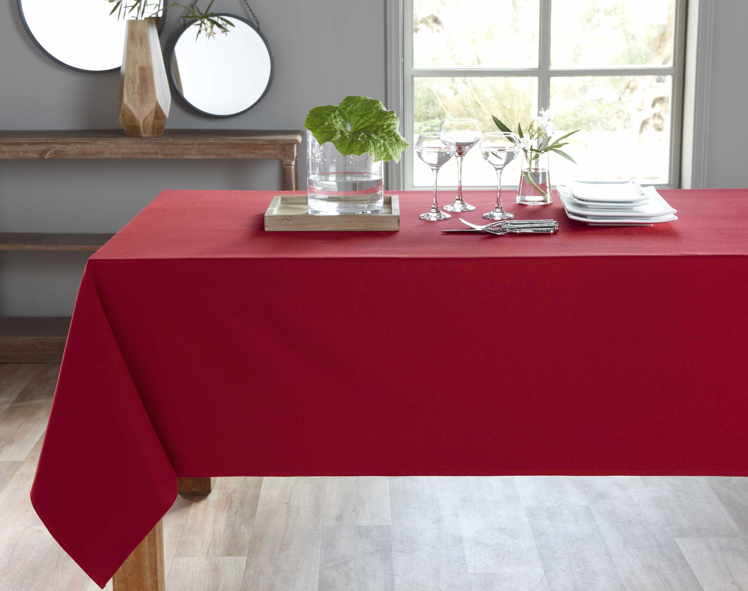 Nappe carrée rose framboise en coton 150x150 Nappe carrée rose framboise en coton 150x150