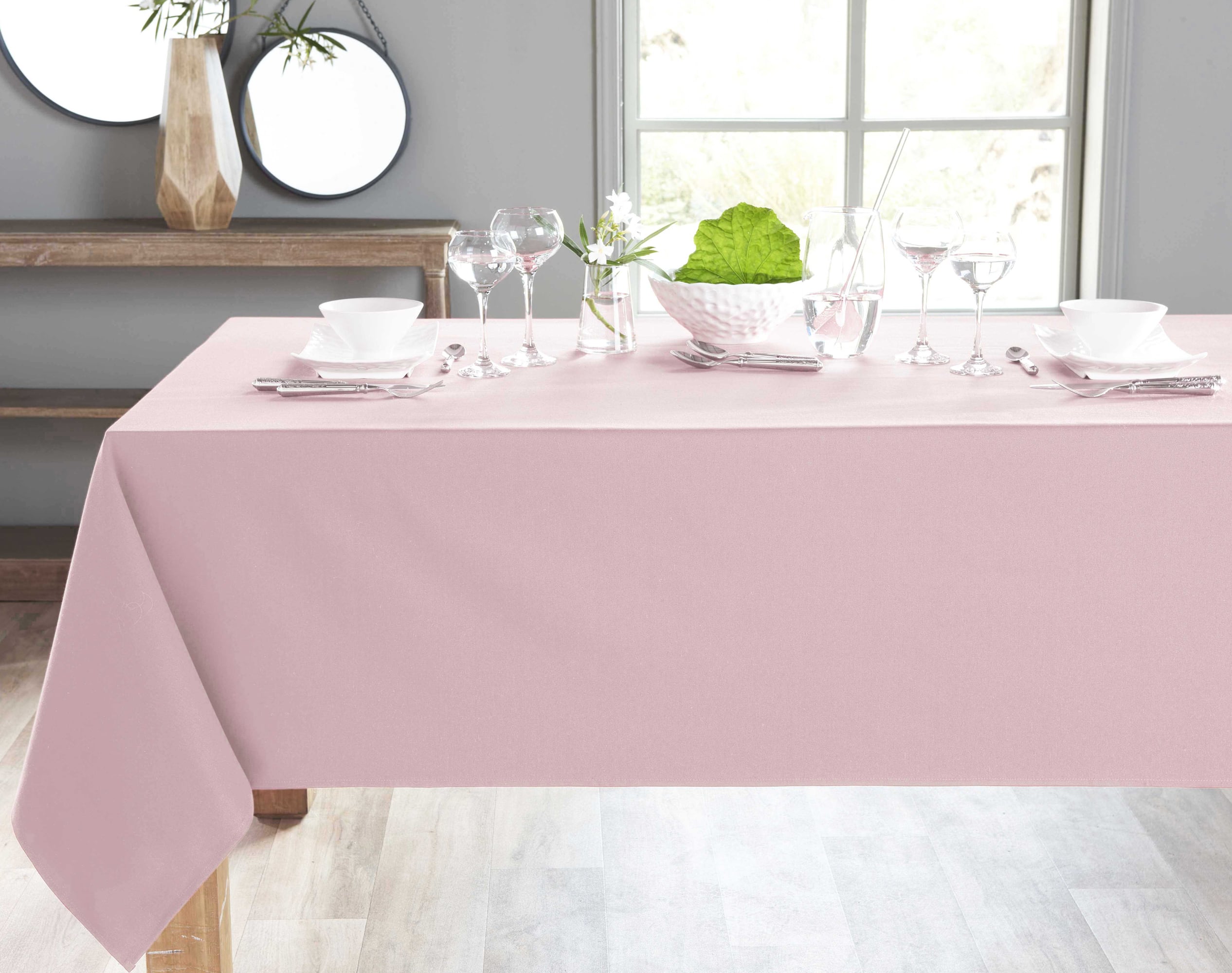 Nappe carrée rose poudré en coton 150x150 Nappe carrée rose poudré en coton 150x150