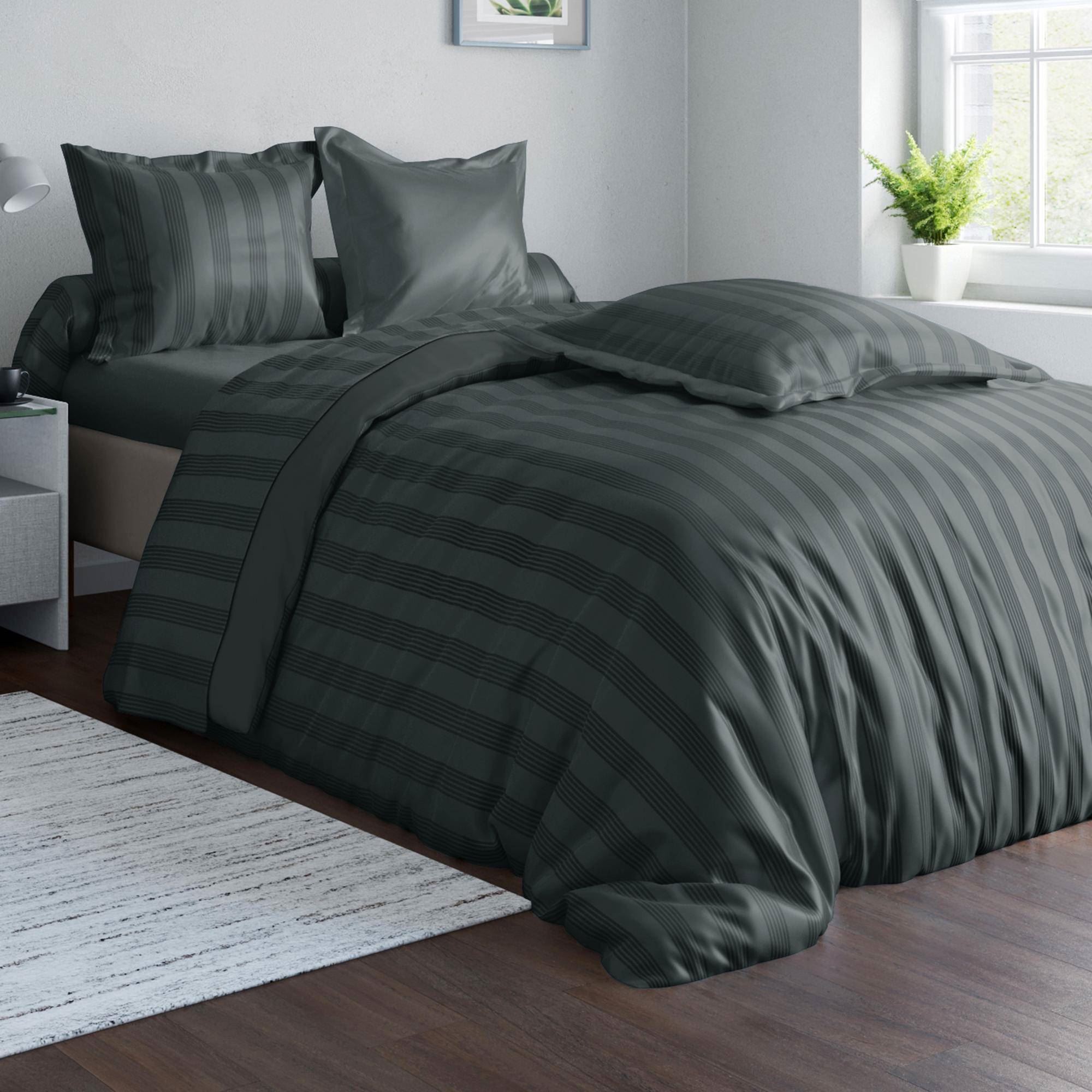 Housse de couette 240x220 en satin de coton gris tempête Housse de couette 240x220 en satin de coton gris tempête