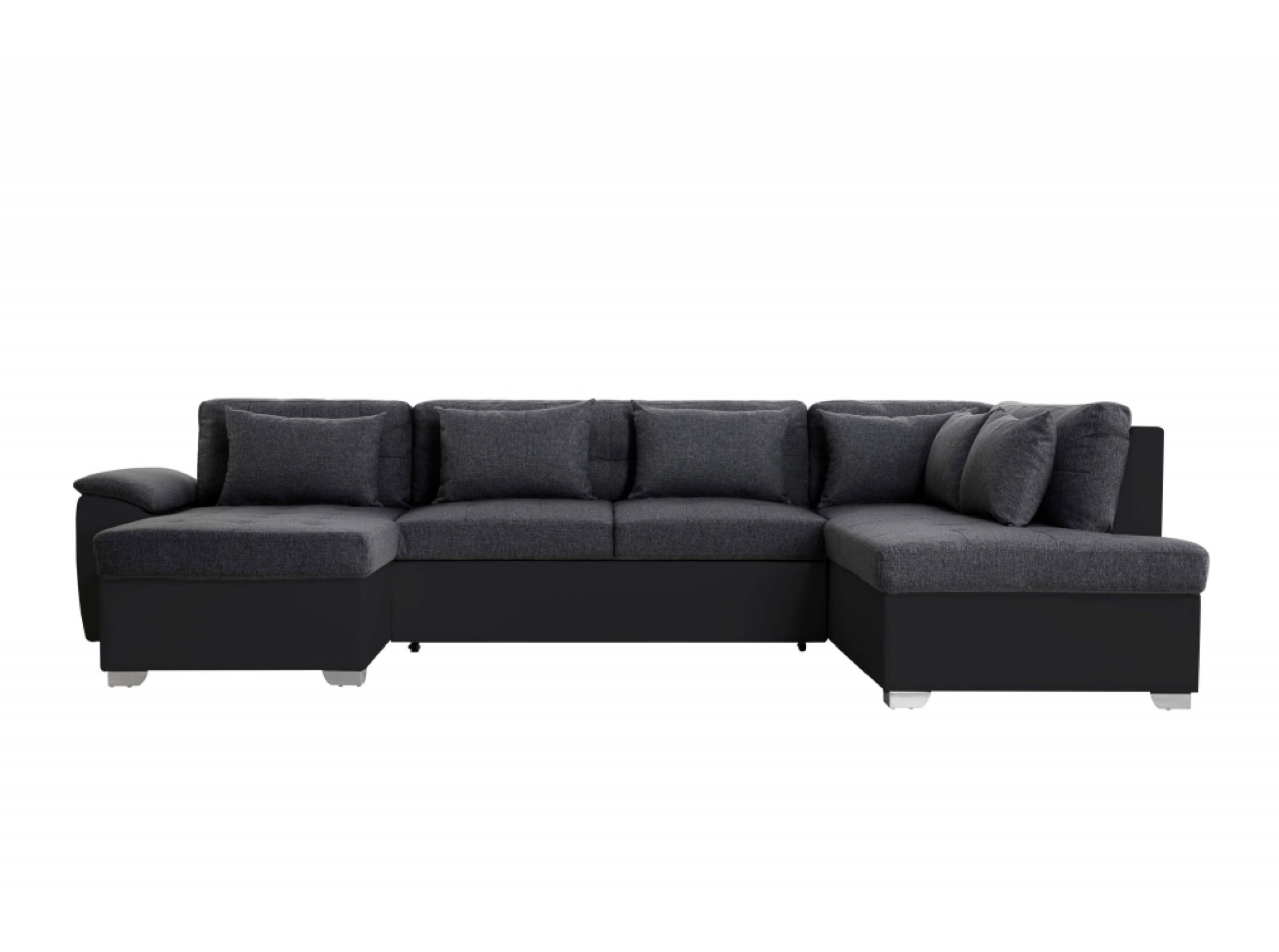 Canapé panoramique convertible bi-matière noir/gris Canapé panoramique convertible bi-matière noir/gris