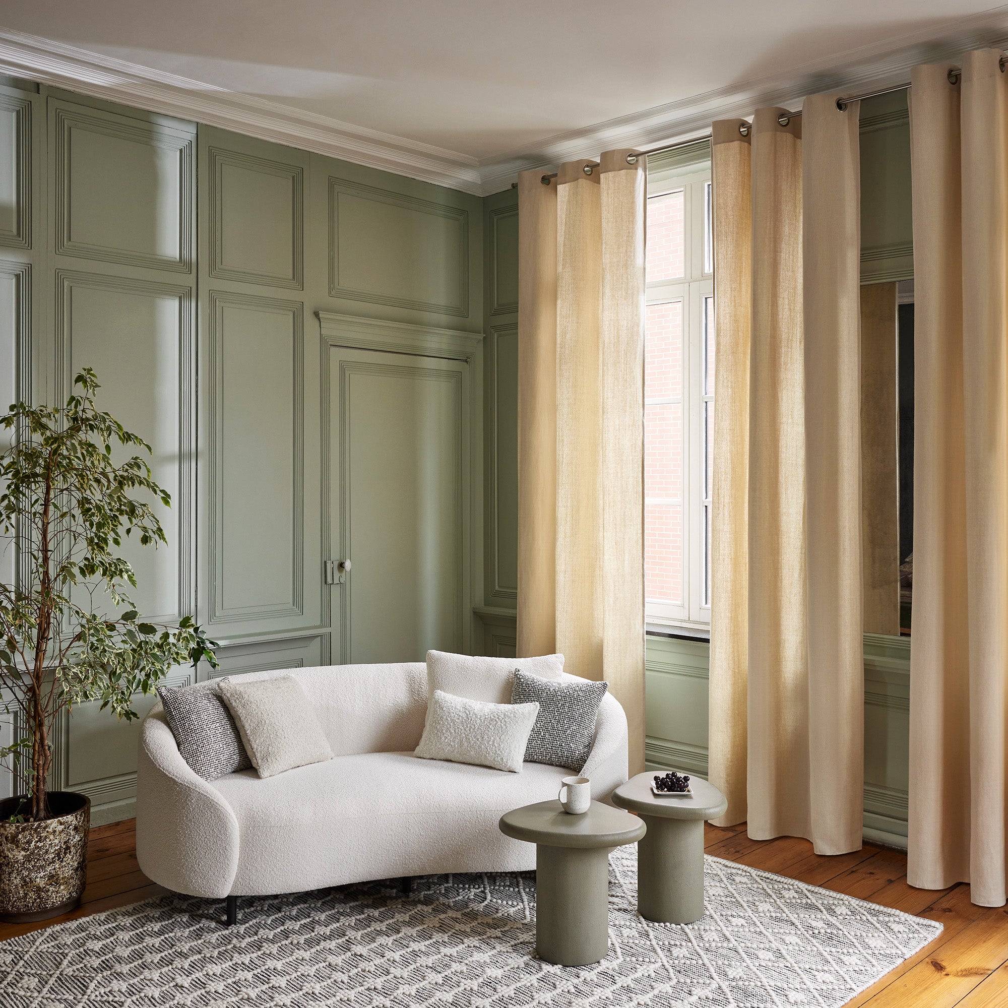 Rideau à oeillets AUBIN 200x275 cm Beige doré (photo) Rideau à oeillets AUBIN 200x275 cm Beige doré