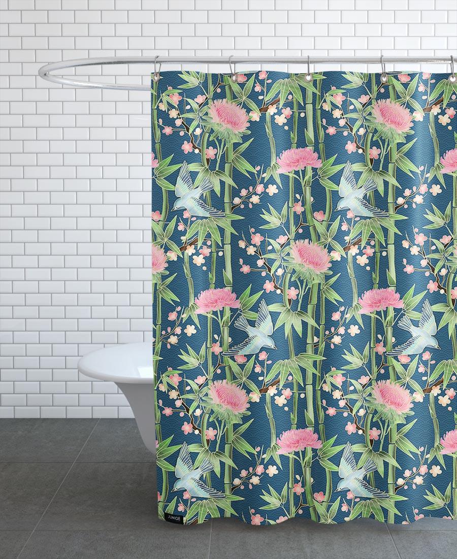 Rideau de douche en polyester en Noir & Rose/150x200 Rideau de douche en polyester en Noir & Rose/150x200