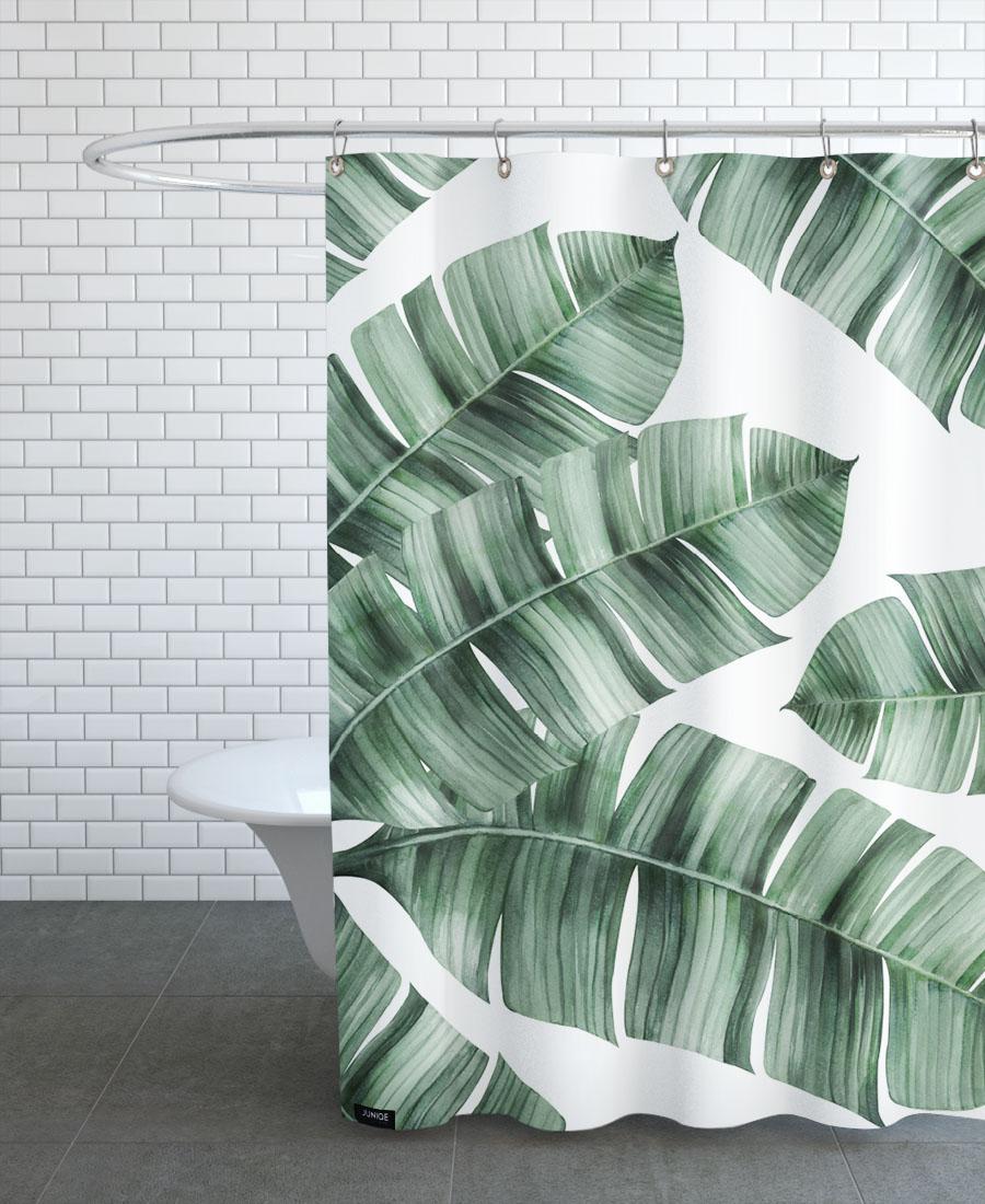 Rideau de douche en polyester en Blanc & Vert/150x200 Rideau de douche en polyester en Blanc & Vert/150x200